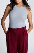 Kenneth Cole Ribbed Metallic Sleeveless Top