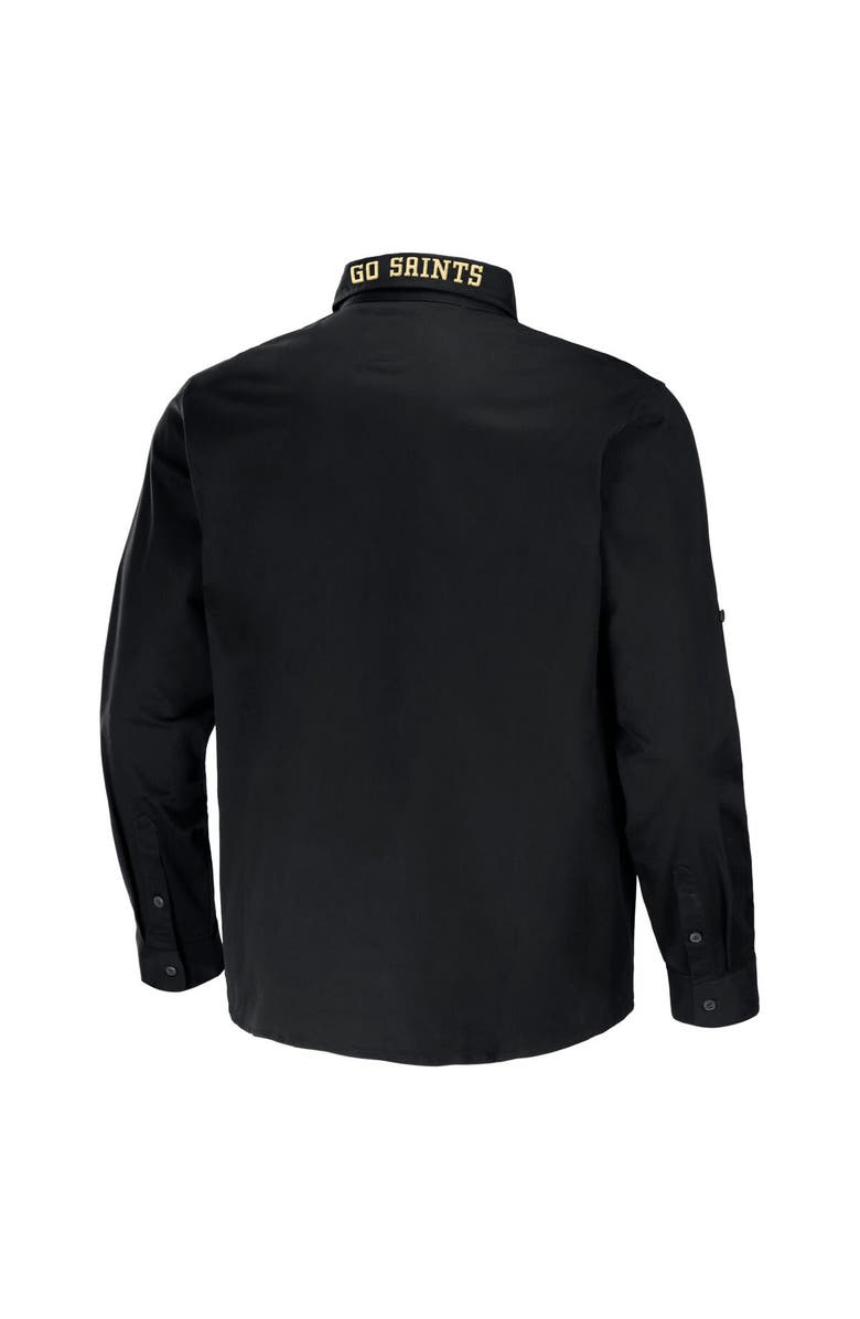 NFL X DARIUS RUCKER Men's NFL x Darius Rucker Collection by Fanatics Black New Orleans Saints Convertible Twill Long Sleeve Button-Up Shirt, Alternate, color,