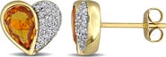 Julianna B. Gemstone & Diamond Heart Earrings 10K