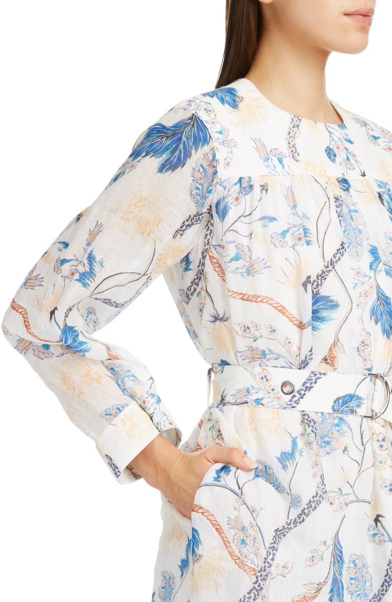 Chloé Floral Print Long Sleeve Shirtdress, Alternate, color,