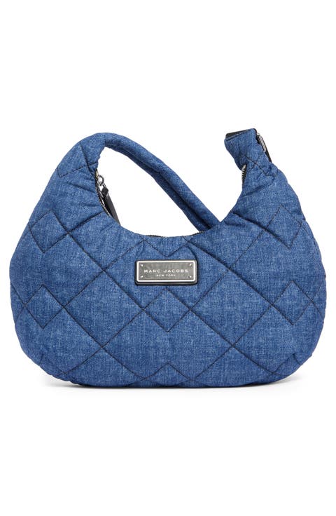 Quilted Denim Effect Nylon Crossbody Bag