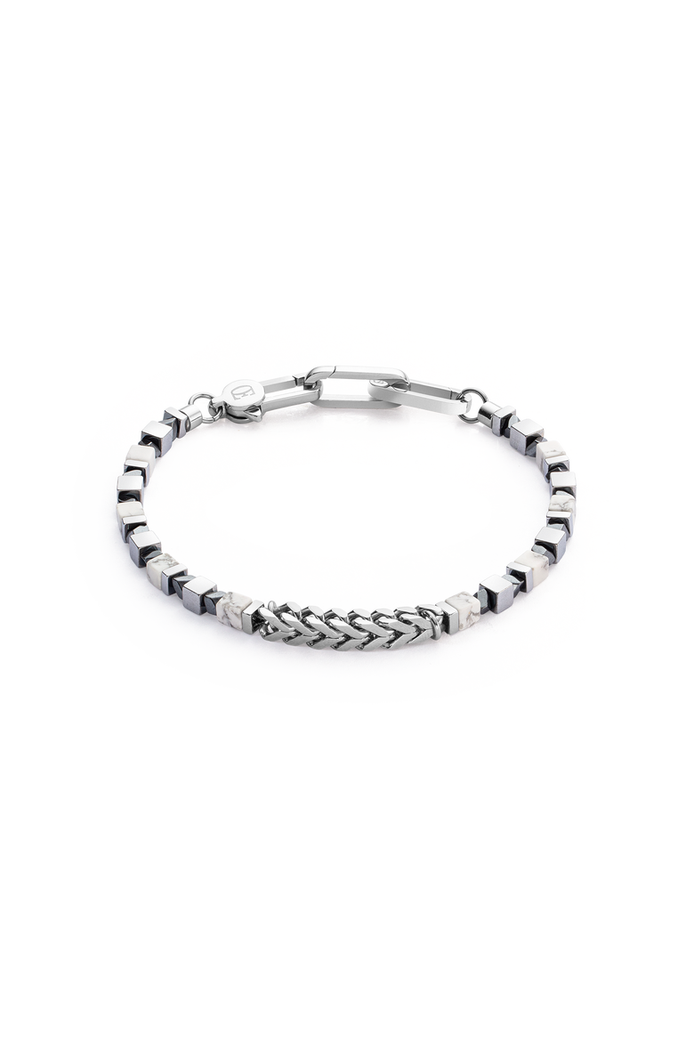 Bracelet Precious Cubes & Chain White-Silver, Main, color, Silver