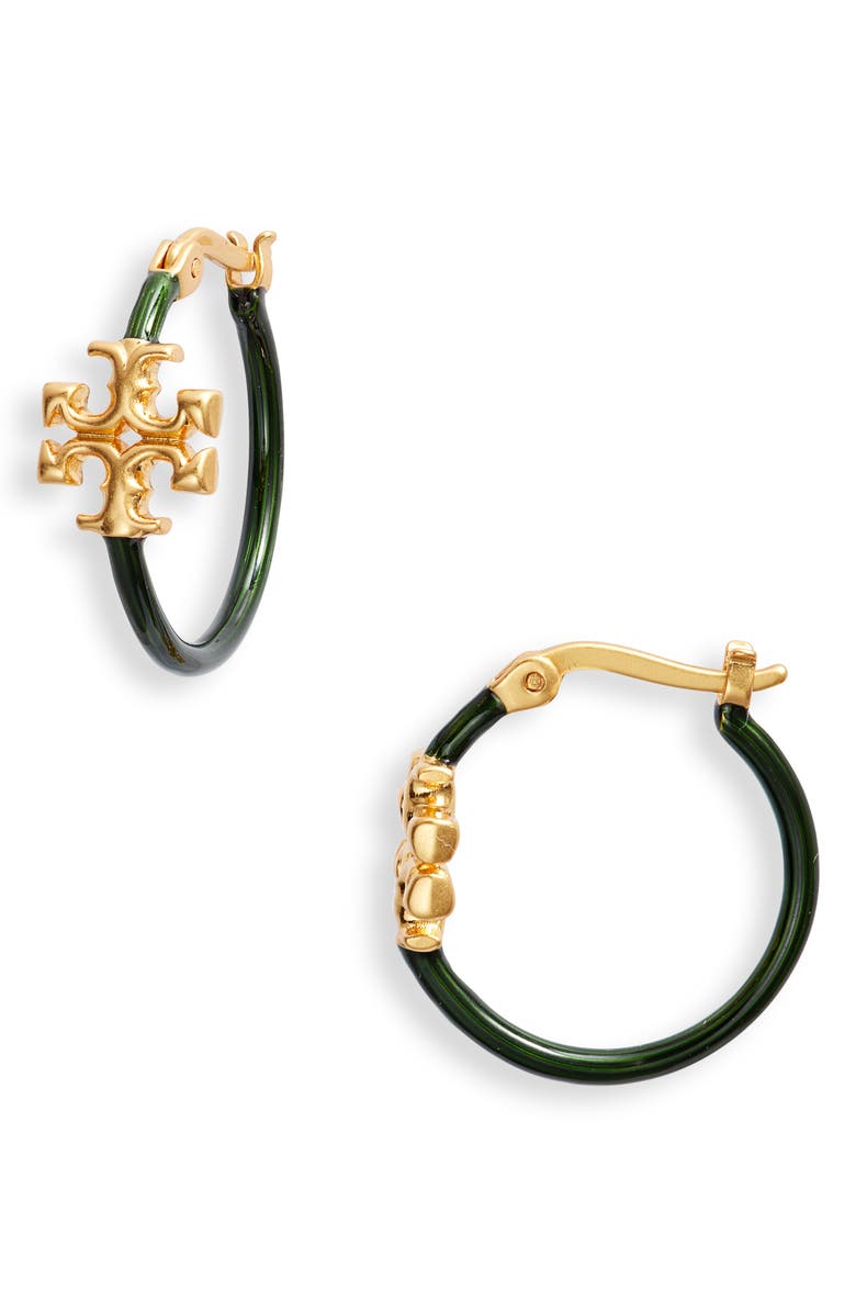 Tory Burch Eleanor Double T Hoop Earrings, Main, color, 