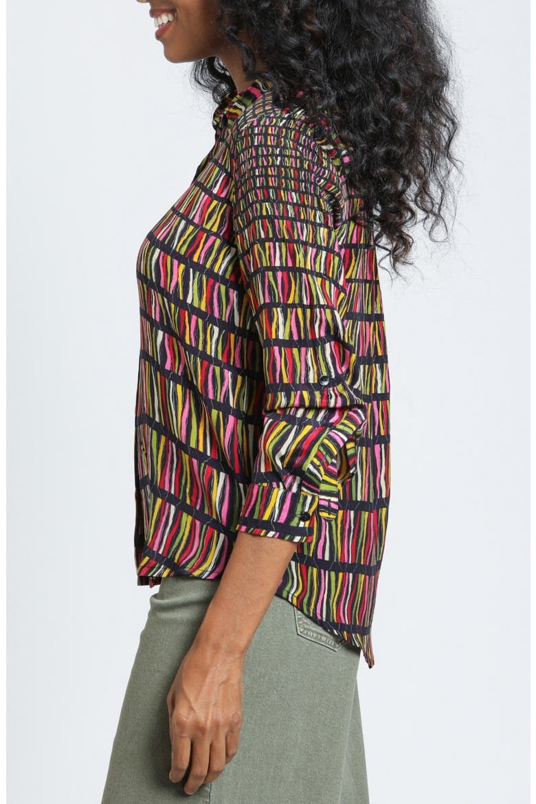 Print Roll Tab Sleeve Button-Up Shirt, Alternate, color, PRISM ONYX MULTI