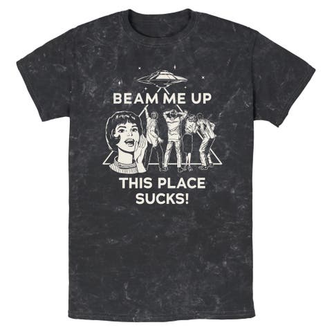 Mens Stranger Things Vintage This Place Sucks UFO T Shirt