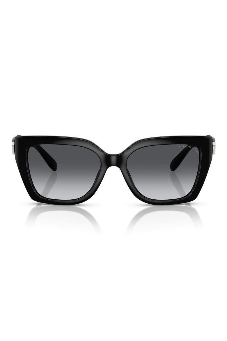 55mm Gradient Polarized Square Sunglasses, Alternate, color, BLACK