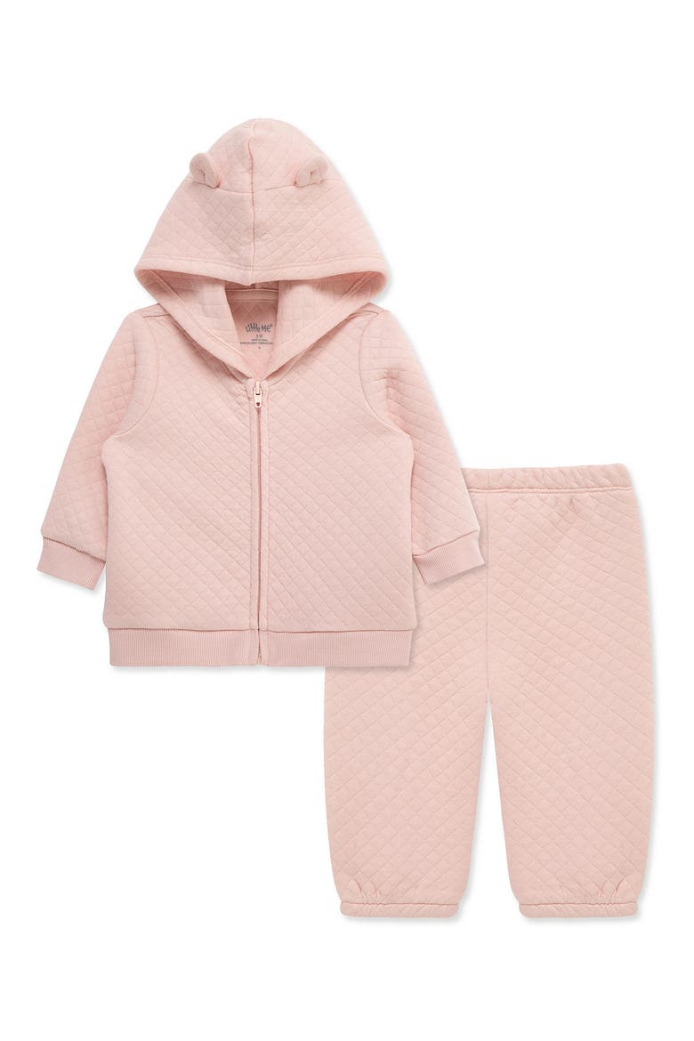 Quilted Full Zip Hoody & Sweatpants Set, Alternate, color, MEDIUM PINK