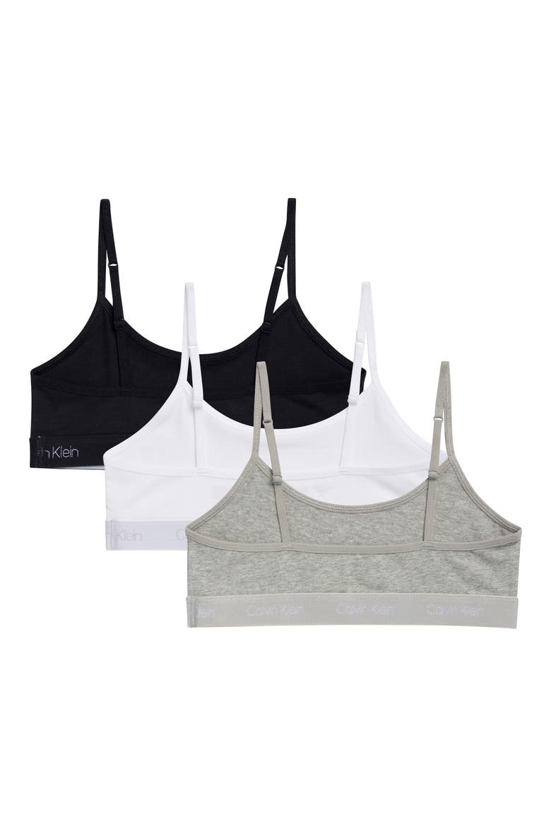 Kids' Assorted 3-Pack Stretch Cotton Bralettes, Alternate, color, HGRY/WHT/BLK