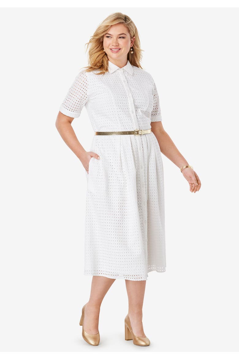 Eyelet Shirt Dress, Alternate, color, DEEP DUSK