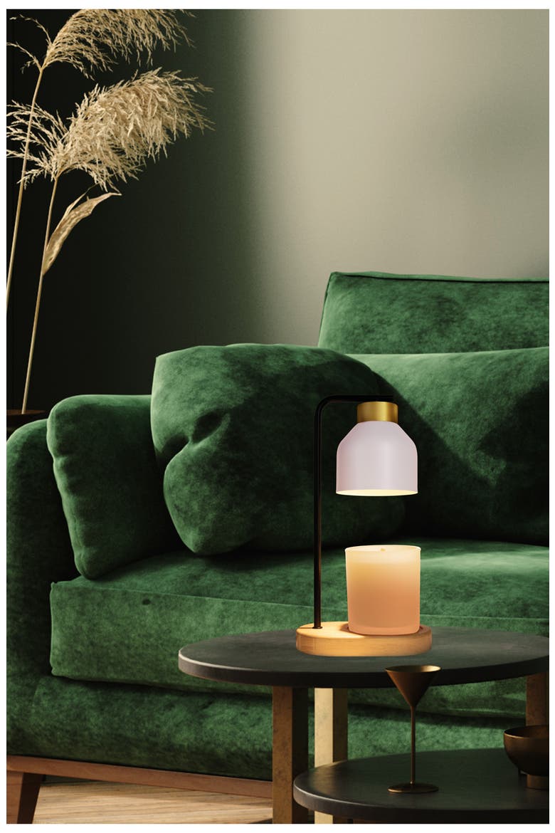 Alpine Glow Candle Warmer Lamp, Alternate, color, BLACK/WHITE/WOOD