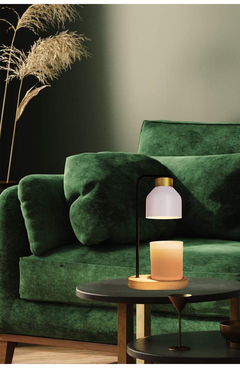 Luze Alpine Glow Candle Warmer Lamp, Alternate, color, Black/White/Wood