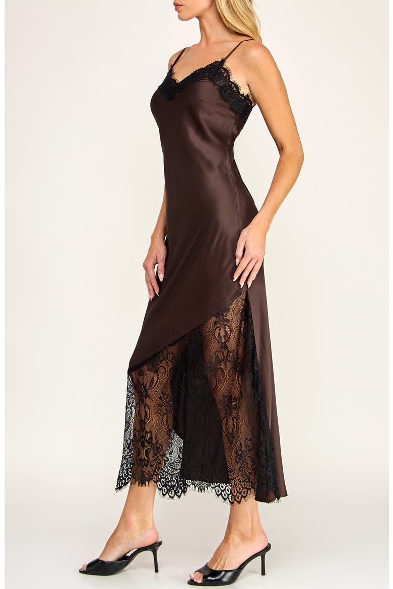 SATIN SLIP WITH DRAMATIC LACE, Alternate, color, BROWN BLACK