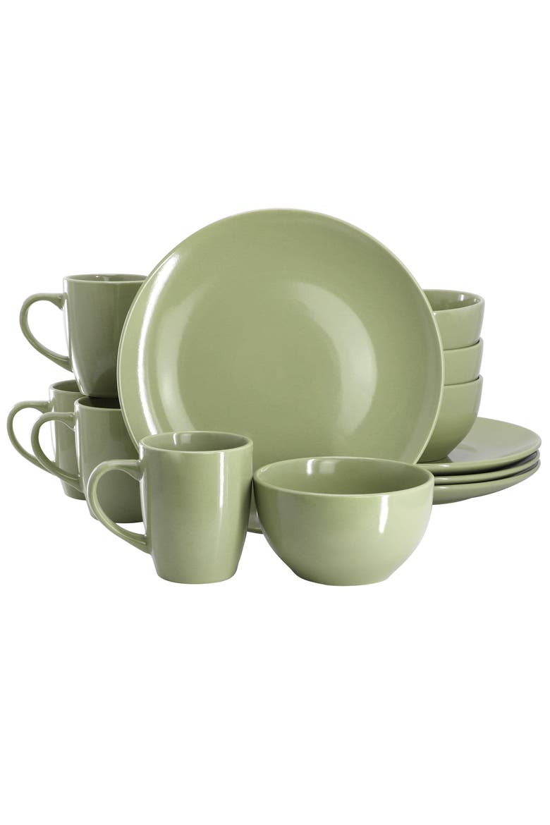 Everyday Plus 12 Piece Stoneware Dinnerware Set, Main, color, Green