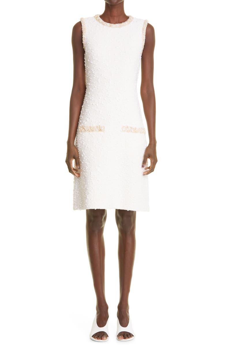 St. John Collection Bouclé Slub Knit Sleeveless Dress, Main, color,