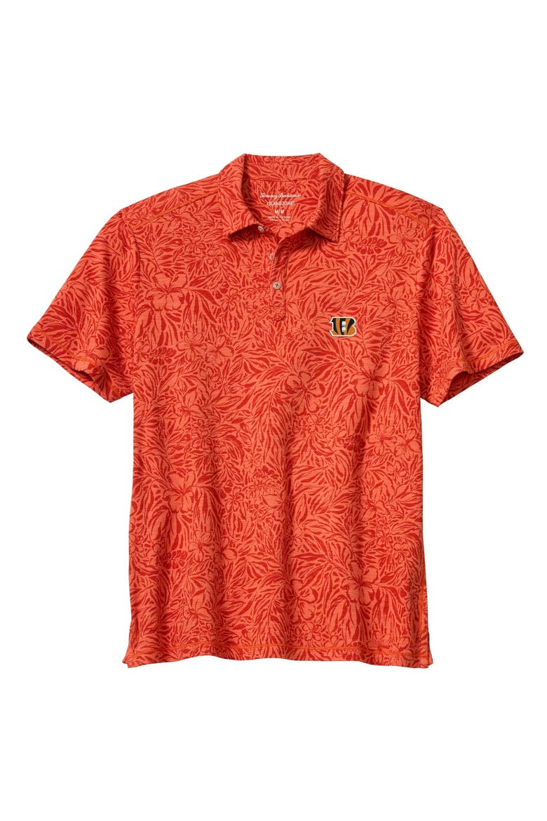Men's Tommy Bahama Orange Cincinnati Bengals IslandZone Wild Hibiscus Tri-Blend Polo, Main, color, Orange