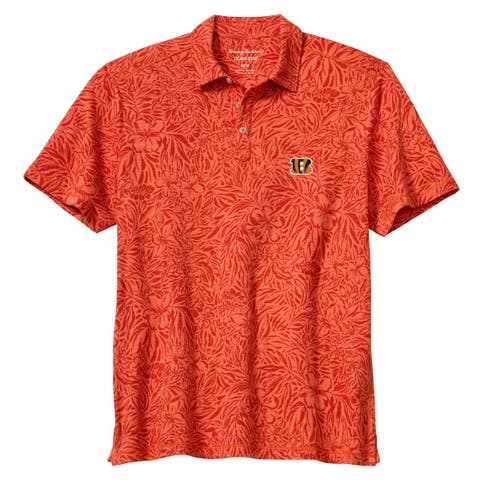 Men's Tommy Bahama Orange Cincinnati Bengals IslandZone Wild Hibiscus Tri-Blend Polo