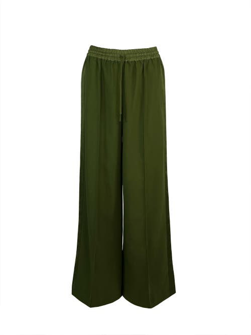 Ro&zo Satin Side Stripe Pants In Khaki