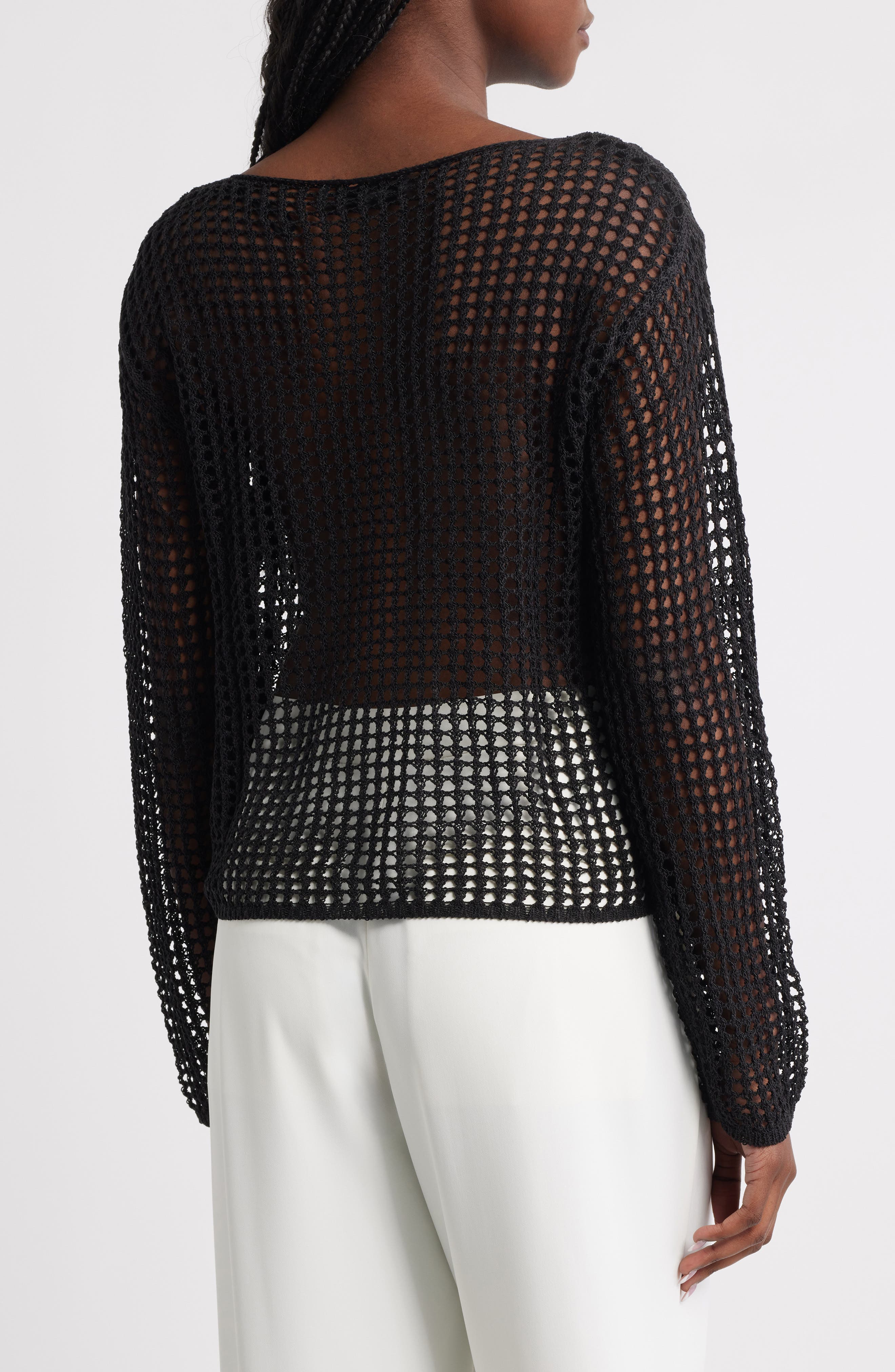Floral Embroidered Open Stitch Sweater - image 2