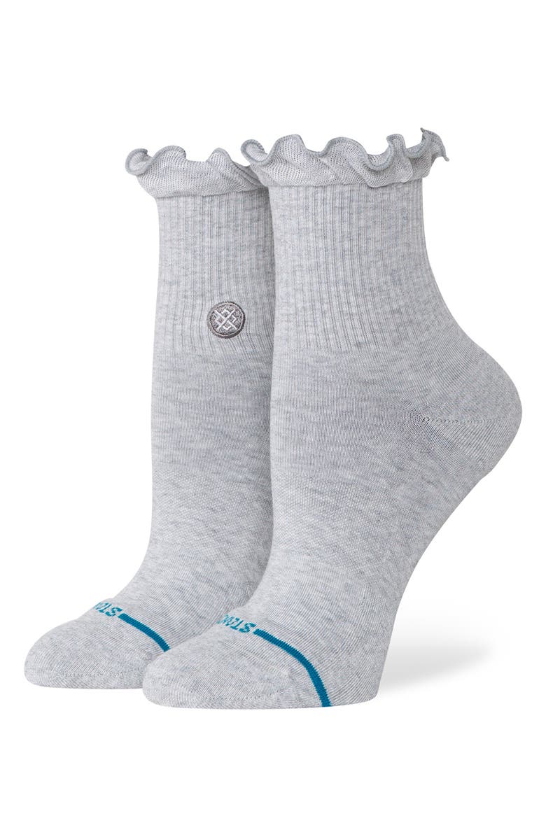 Stance Icon Ruffle Quarter Socks, Alternate, color, Heather Grey