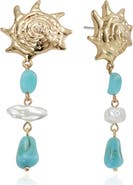 Ettika Coastal Stone & Faux Pearl Drop Earrings