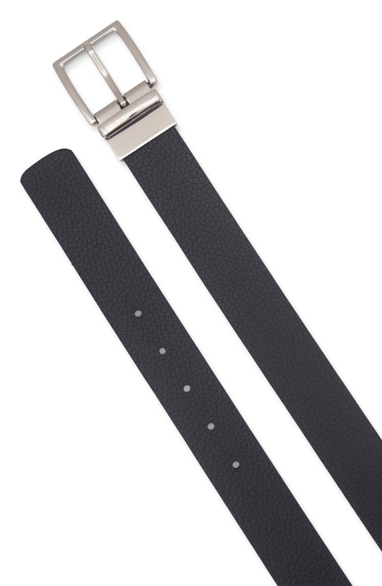 Vince Pebble Leather Belt, Alternate, color, Black/ Palladium