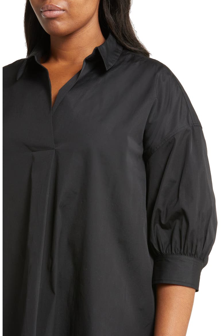 Oversize Cotton Poplin Midi Dress, Alternate, color, BLACK