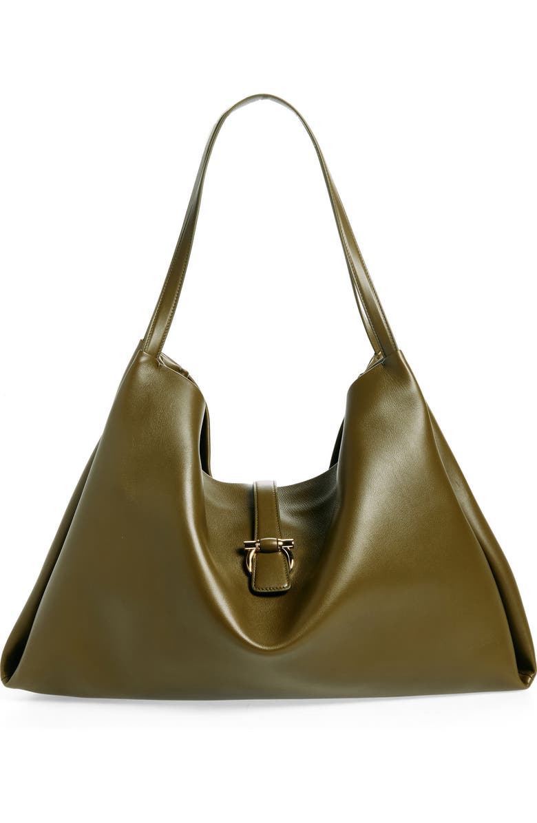 FERRAGAMO Large Lily Leather Tote, Main, color,