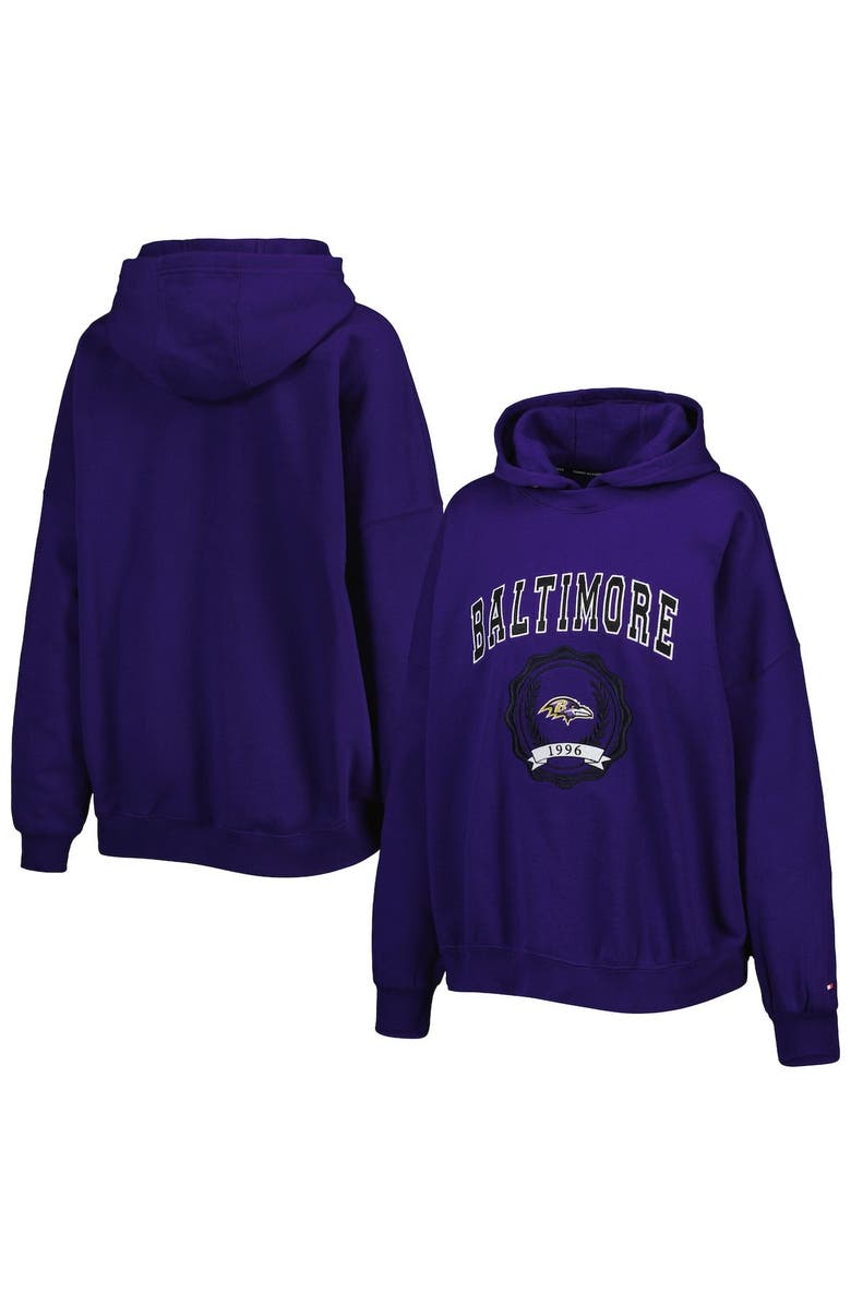 Tommy Hilfiger Women's Tommy Hilfiger Purple Baltimore Ravens Becca Drop Shoulder Pullover Hoodie, Main, color, 
