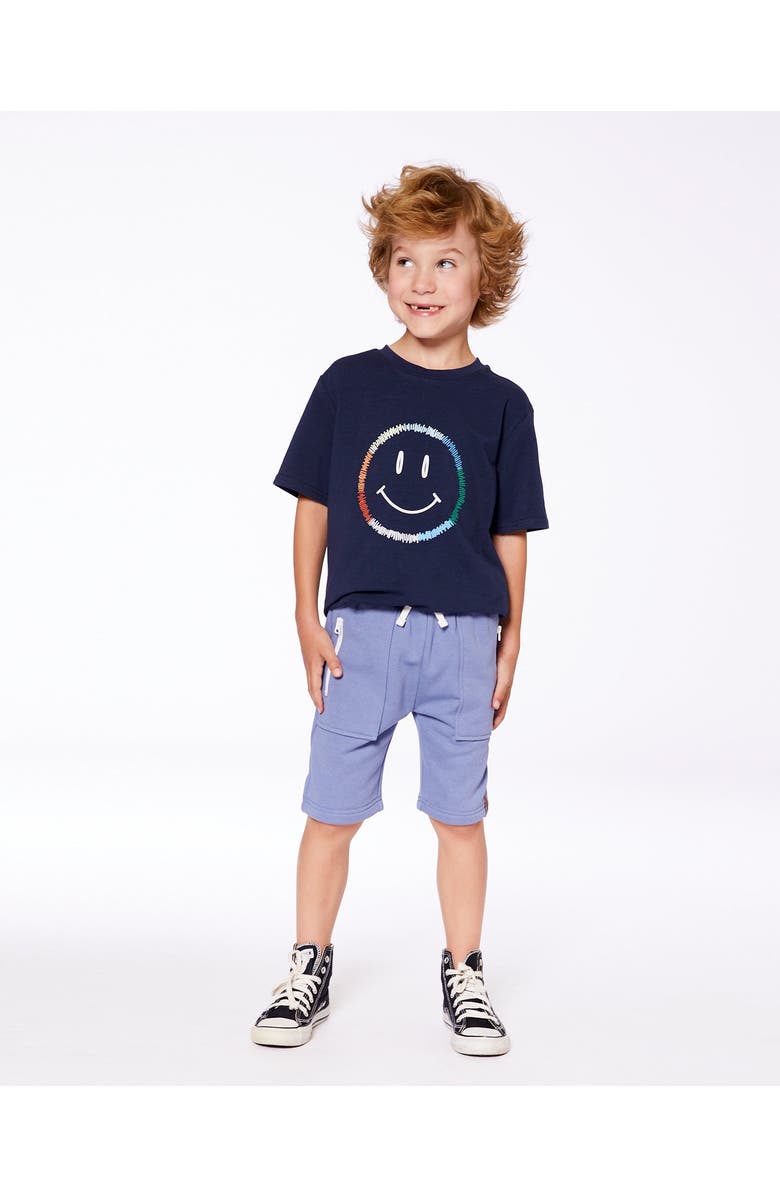 Deux par Deux Little Boy's French Terry Zip Pocket Shorts Pale Mauve Blue, Alternate, color, 