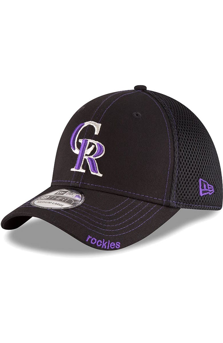 New Era Men's New Era Black Colorado Rockies Logo Neo 39THIRTY Flex Hat, Main, color,