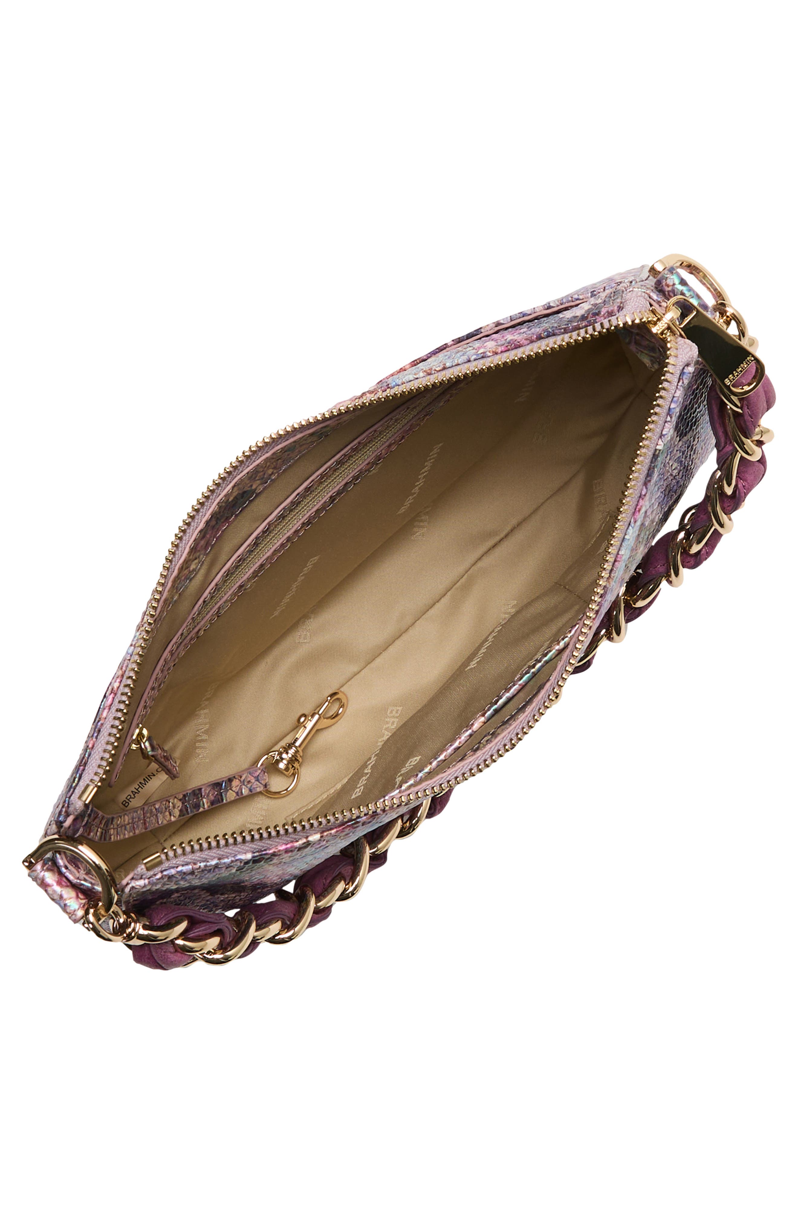 Brahmin Mod Shayna Croc Embossed Leather Shoulder Bag, Alternate, color, Dewberry