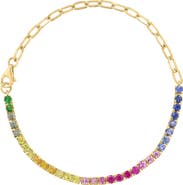 EFFY 14k Gold Plated Sapphire & Tsavorite Chain Bracelet