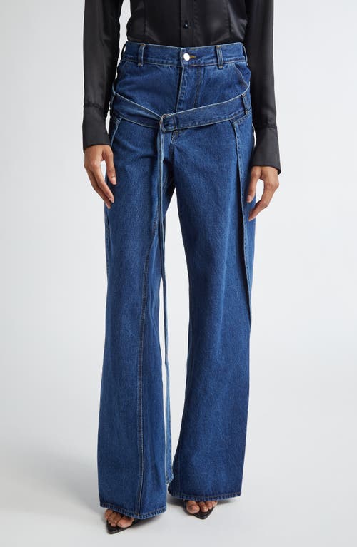 MONSE Deconstructed Wide Leg Wrap Jeans in Indigo Denim  product