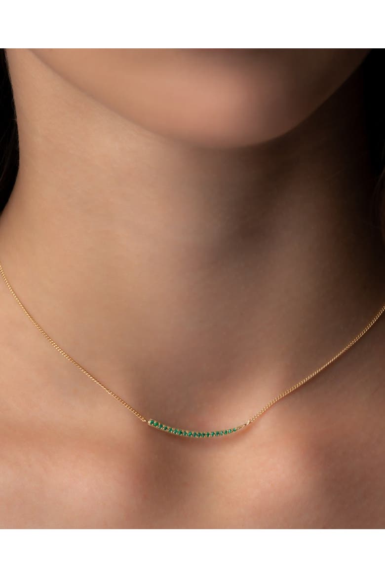 Crescent Moon Necklace  with Natural Gemstones. Handmade in Italy, Alternate, color, Emerald