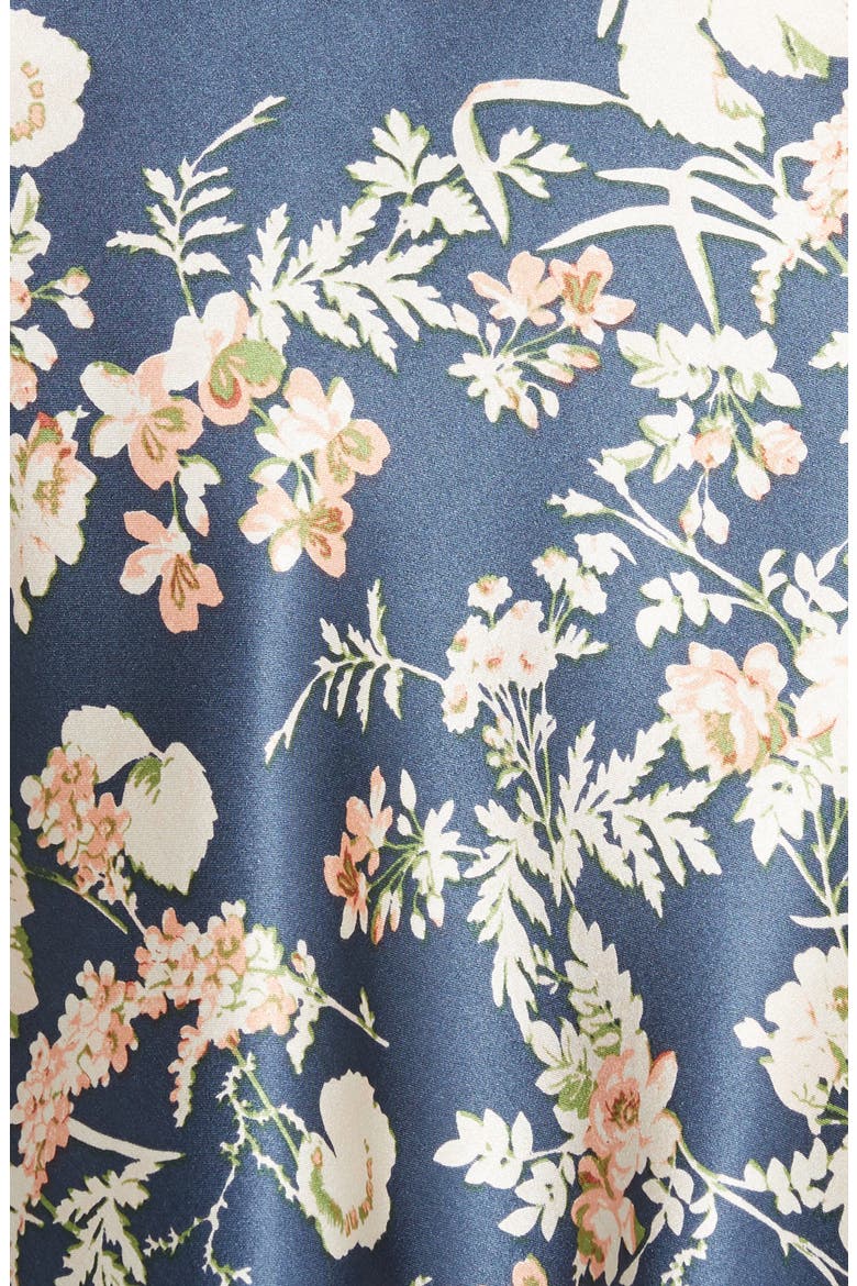 Short Silk Pajamas, Alternate, color, NAVY DENIM ETHEREAL FLORAL