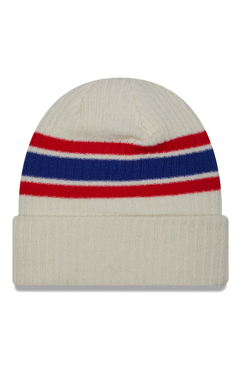 New Era Men's New Era Cream Buffalo Bills Team Stripe Cuffed Knit Hat, Alternate, color, 