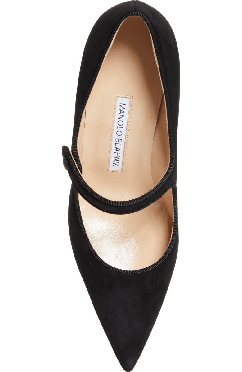 Manolo Blahnik Campariba Pointed Toe Mary Jane Pump, Alternate, color, Black