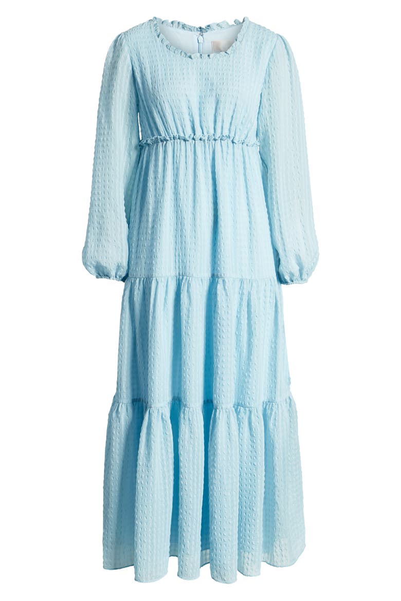 Tiered Long Sleeve Maxi Dress, Alternate, color, BLUE DREAM