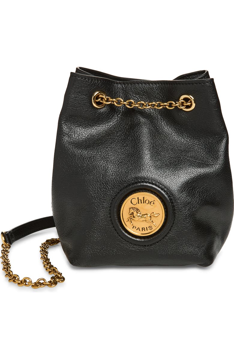 Chloé Horse Medal Leather Shoulder Bag, Main, color, Black