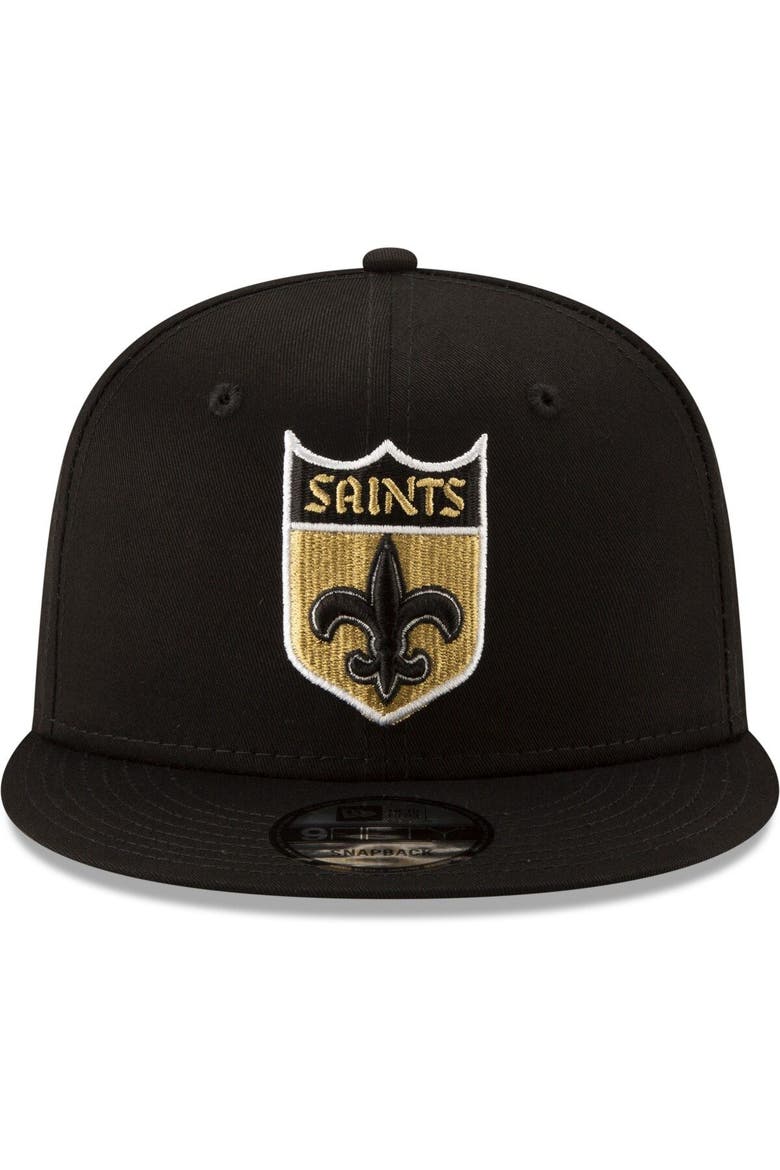 Men's New Era Black New Orleans Saints Throwback 9FIFTY Adjustable Snapback Hat, Alternate, color, Black
