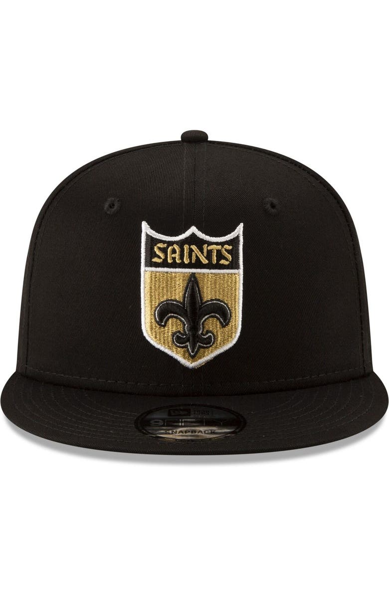 New Era Men's New Era Black New Orleans Saints Throwback 9FIFTY Adjustable Snapback Hat, Alternate, color, 