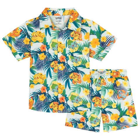 Swimwear 2-Piece Camp Shirt and Swim Trunks Set