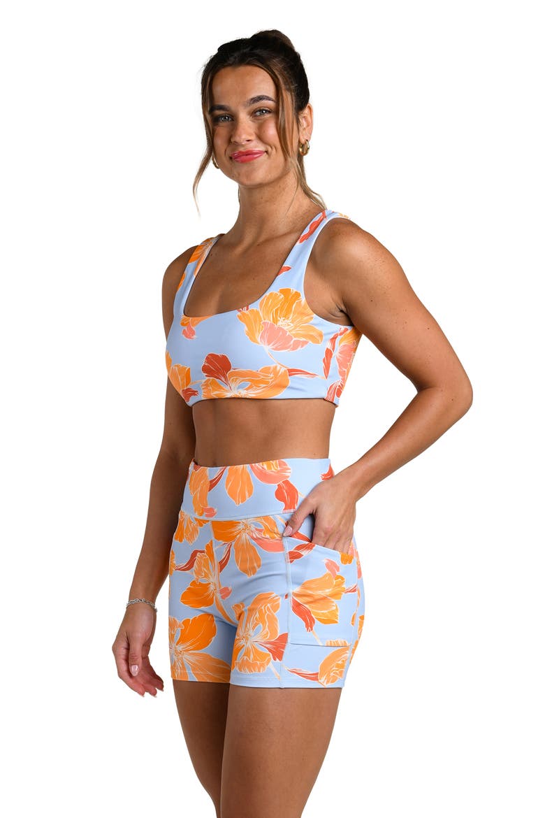 Outline Floral High Waist Bike Shorts, Alternate, color, DRIFT