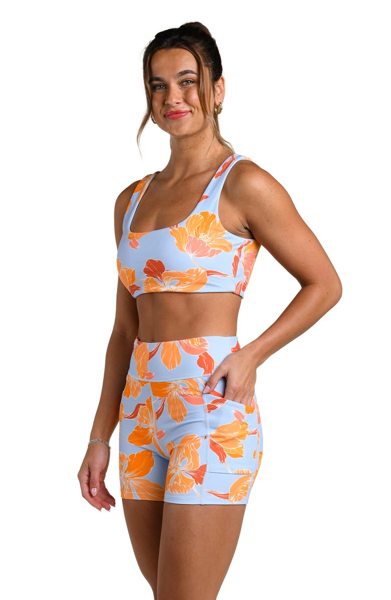 La Blanca Outline Floral High Waist Bike Shorts, Alternate, color, Drift