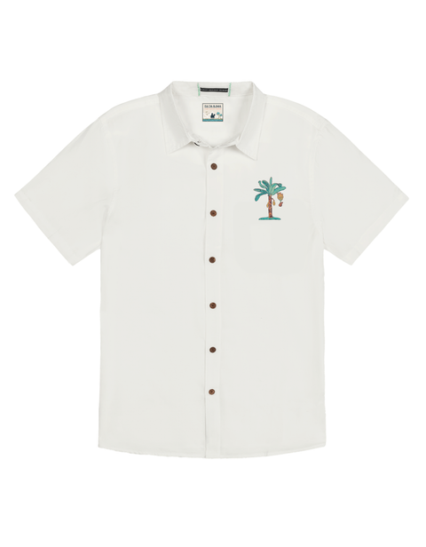 Men's Embroidered Tropical Button Up Shirt