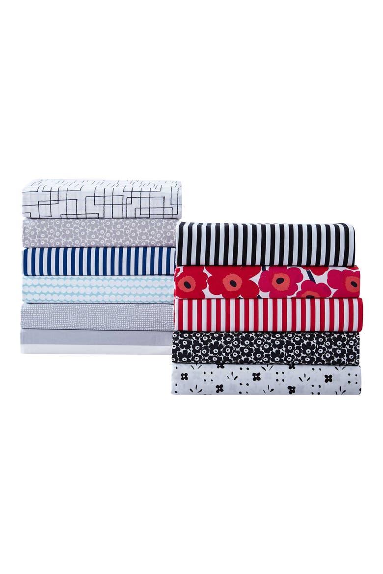 Kukkaketo 200 Thread Count Cotton Percale King Sheet Set, Alternate, color, BLACK