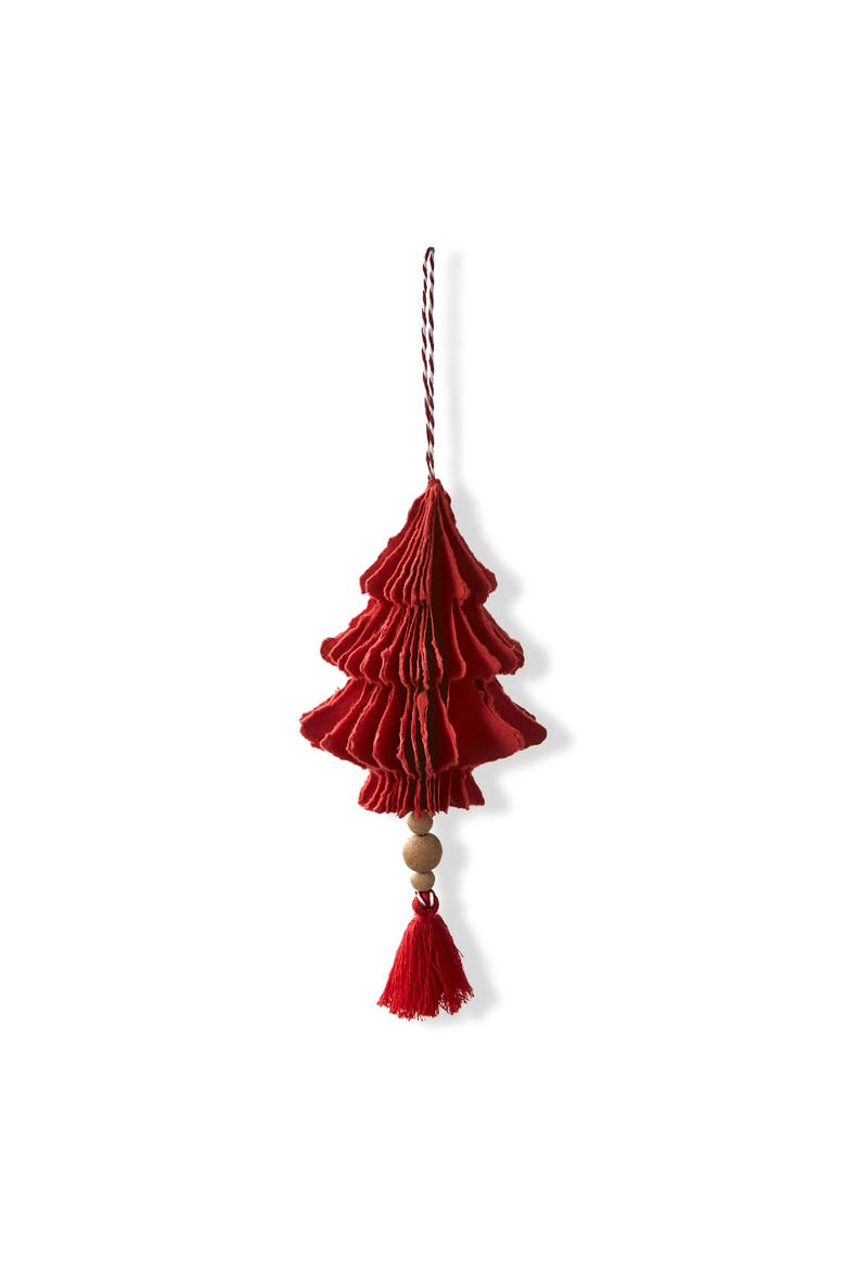 Red Paper Tree Honeycomb Ornament Christmas Decoration, Main, color, Red