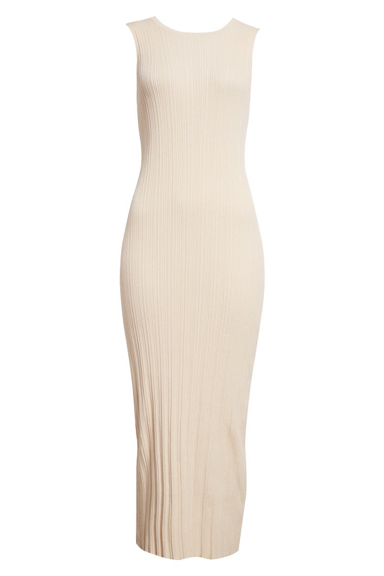 Sleeveless Cotton Rib Midi Sweater Dress, Alternate, color, SAND