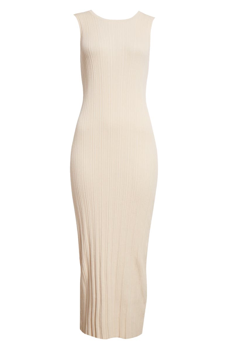 Eleventy Sleeveless Cotton Rib Midi Sweater Dress, Alternate, color, Sand
