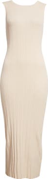 Eleventy Sleeveless Cotton Rib Midi Sweater Dress